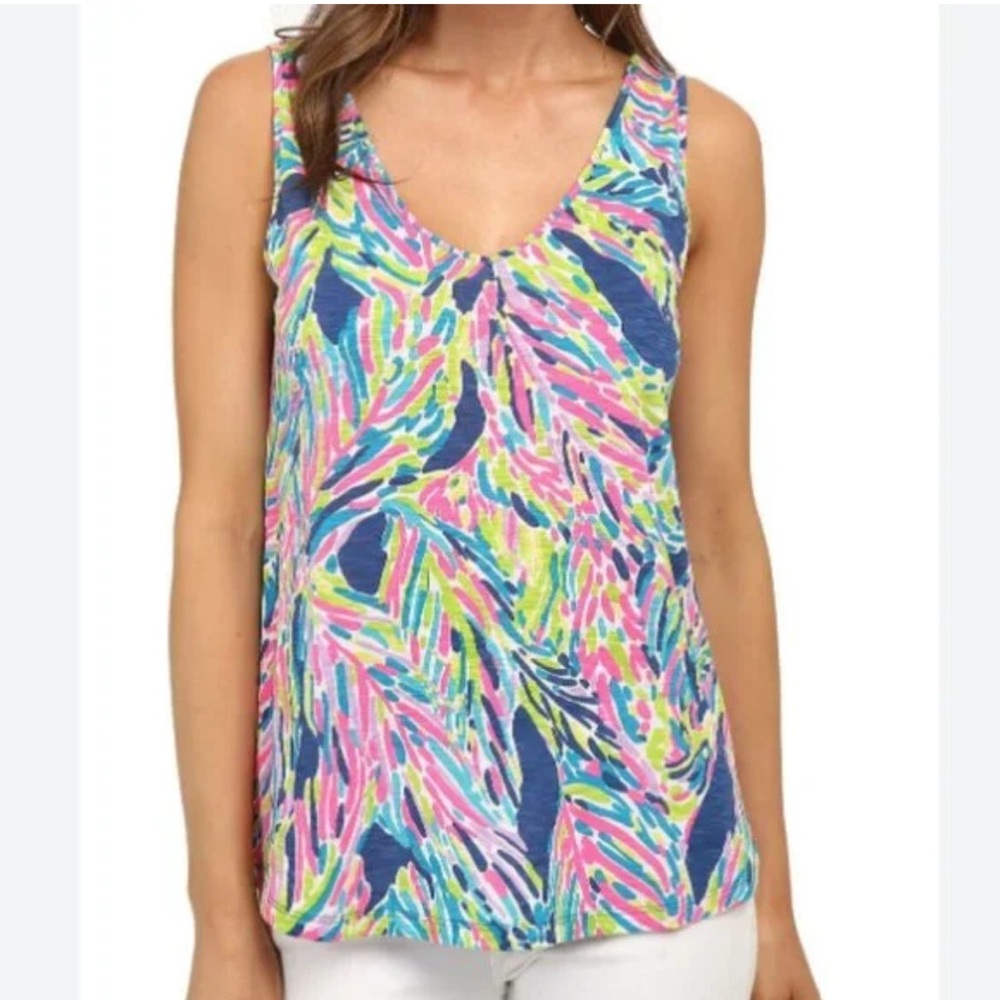 Lilly Pulitzer Gigi indigo palm double V tank